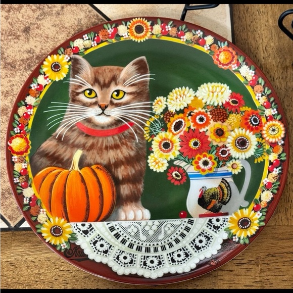 PUMPKIN CAT by THADDEUS KRUMEICH. COLLECTORS PLATE. UNCLE TADS HOLIDAY CATS - Picture 7 of 9